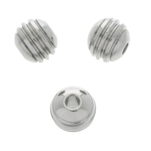 7x8mm 304 Stainless steel Flat grooved round beads x4