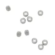 2x3mm 304 Stainless steel large hole textured round beads x4
