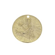 15mm Gold plated Textured Round Charm - Virgo Zodiac sign x1|raw }}