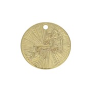 15mm Gold plated Textured Round Charm - Sagittarius Zodiac sign x1|raw }}