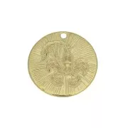 15mm Gold plated Textured Round Charm - Scorpio Zodiac sign x1