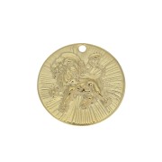 15mm Gold plated Textured Round Charm - Leo Zodiac sign x1|raw }}