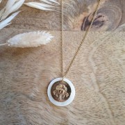 15mm Gold plated Textured Round Charm - Cancer Zodiac sign x1