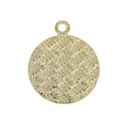 16x13mm Brass round textured charm - Gold Plated x1|raw }}