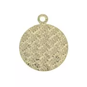 16x13mm Brass round textured charm - Gold Plated x1