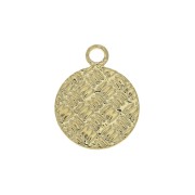 13x10mm Brass round textured charm - Gold Plated x1|raw }}