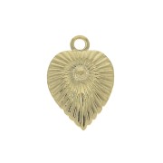 11.5x8mm Brass worked leaf charm - Gold Plated x1|raw }}