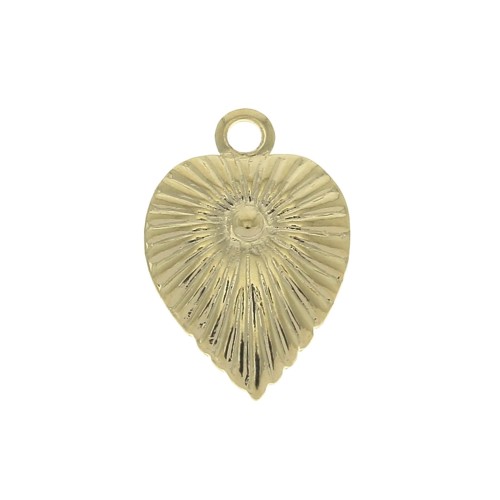 11.5x8mm Brass worked leaf charm - Gold Plated x1