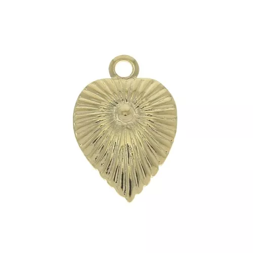 11.5x8mm Brass worked leaf charm - Gold Plated x1