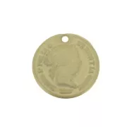 Coin charm 13 mm - Satin gold-plated x1