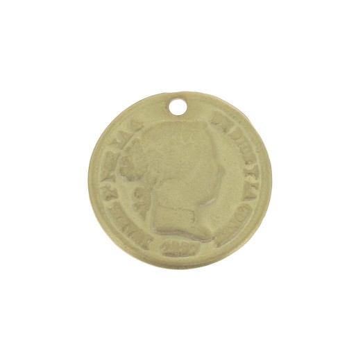 Coin charm 13 mm - Satin gold-plated x1