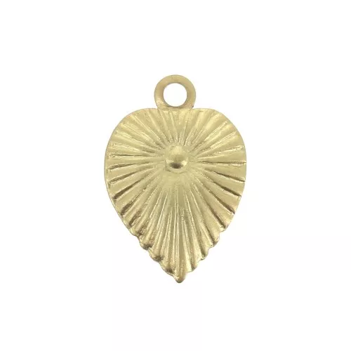 Charm leaf worked 11.5x8 mm - Gilded with fine satin gold x1