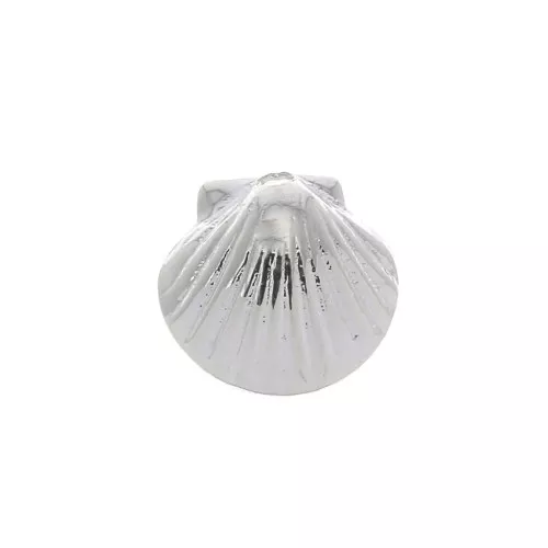 7.5x8mm Brass mini shell charm - fine silver plating x1