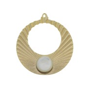 38x34mm Pleated effect hoop earring pendant for 10mm cabochon - Gold Plated x1