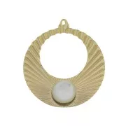 38x34mm Pleated effect hoop earring pendant for 10mm cabochon - Gold Plated x1