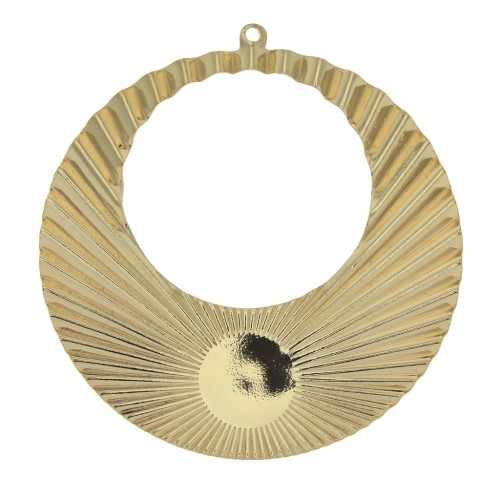 48x45mm Pleated effect hoop earring pendant for 10mm cabochon - fine Gold plate x1