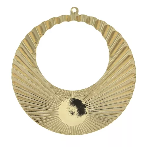 48x45mm Pleated effect hoop earring pendant for 10mm cabochon - fine Gold plate x1
