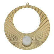 48x45mm Pleated effect hoop earring pendant for 10mm cabochon - fine Gold plate x1