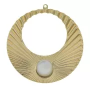 48x45mm Pleated effect hoop earring pendant for 10mm cabochon - fine Gold plate x1