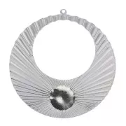 48x45mm Round pleated effect hoop earring pendant for 10mm cabochon - fine silvex1