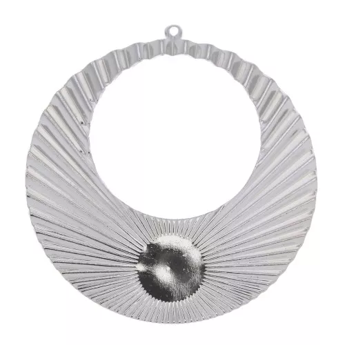 48x45mm Round pleated effect hoop earring pendant for 10mm cabochon - fine silvex1