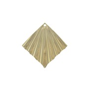 28x27mm Rhombus pleated effect pendant - Gold Plated x1