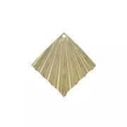 28x27mm Rhombus pleated effect pendant - Gold Plated x1