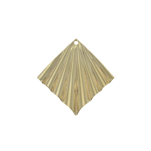 28x27mm Rhombus pleated effect pendant - Gold Plated x1