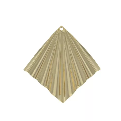 35x33mm Rhombus pleated effect pendant - Gold Plated x1