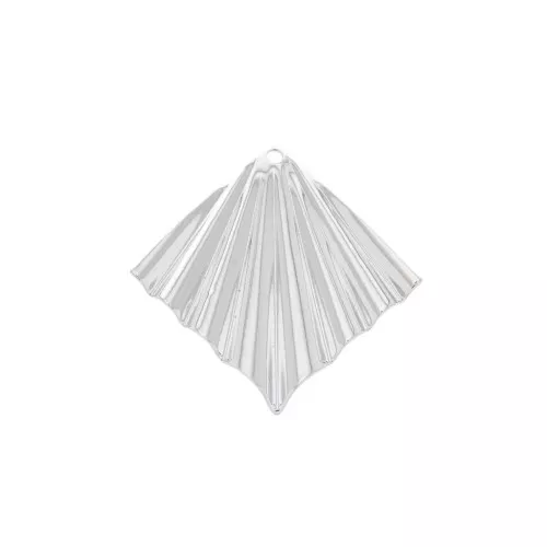 28x27mm Rhombus pleated effect pendant - fine silver plating x1