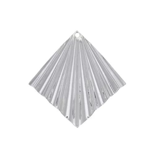 35x33mm Rhombus pleated effect pendant - fine silver plating x1