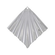 42x39mm Rhombus pleated effect pendant - fine silver plating x1