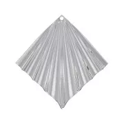 42x39mm Rhombus pleated effect pendant - fine silver plating x1