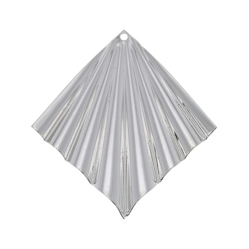 42x39mm Rhombus pleated effect pendant - fine silver plating x1