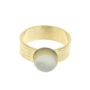 Adjustable striated ring for 10mm cabochon - Fine Gold Plated x1