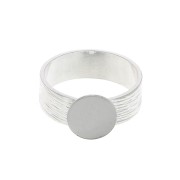 Adjustable striated ring for 10mm cabochon - fine silver plating x1