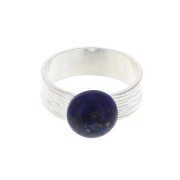 Adjustable striated ring for 10mm cabochon - fine silver plating x1