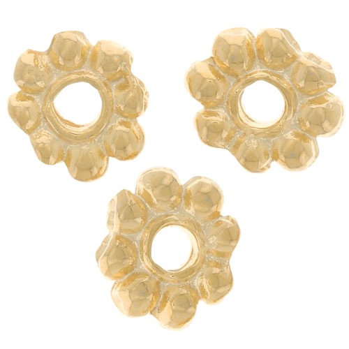 Rondelle beads flower 6 mm Fine gold plated x10