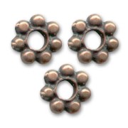 Rondelle beads flower 6 mm - Aged copper x10