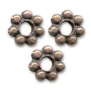 Rondelle beads flower 6 mm - Aged copper x10