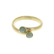 Adjustable double setting ring for a  4mm cabochon - Fine Gold Plated x1