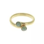 Adjustable double setting ring for a  4mm cabochon - Fine Gold Plated x1