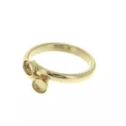 Adjustable double setting ring for a  4mm cabochon - Fine Gold Plated x1