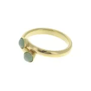 Adjustable double setting ring for a  4mm cabochon - Fine Gold Plated x1