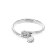 Adjustable double setting ring for a 4mm cabochon - fine silver plating x1
