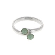 Adjustable double setting ring for a 4mm cabochon - fine silver plating x1
