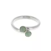 Adjustable double setting ring for a 4mm cabochon - fine silver plating x1