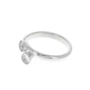 Adjustable double setting ring for a 4mm cabochon - fine silver plating x1
