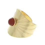 Adjustable wide ring for 6mm flat back cabochon - Fine Gold Plated x1