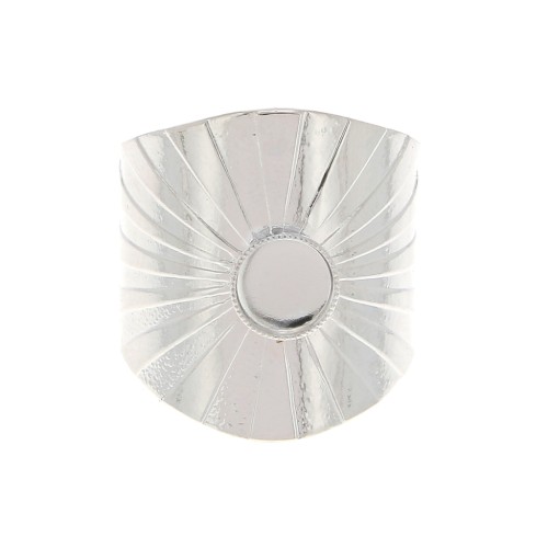 Adjustable wide ring for 6mm flat back cabochon - fine silver plating x1